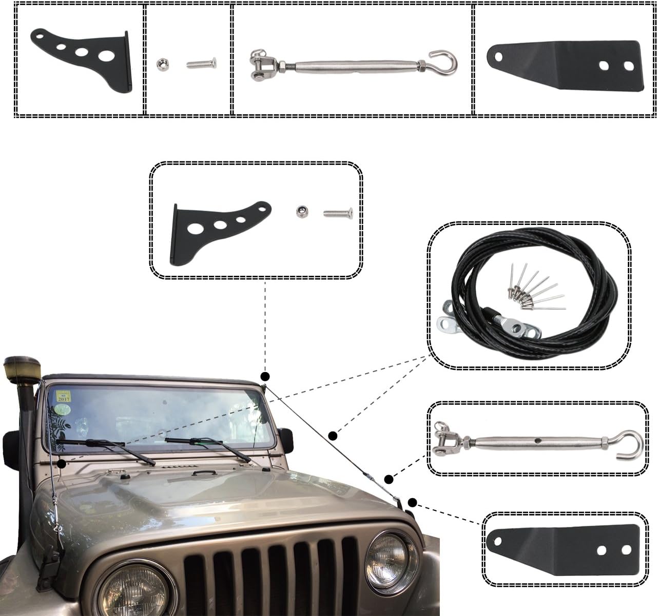 Wrangler TJ Limb Riser Kit jungle Protector Obstacle Eliminate Rope For 1997-2006