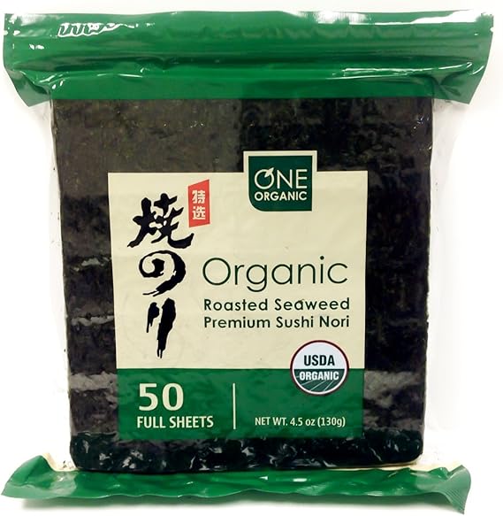 Organic Sushi Nori Premium Roasted Organic Seaweed 50 Sheets (4.5 oz
