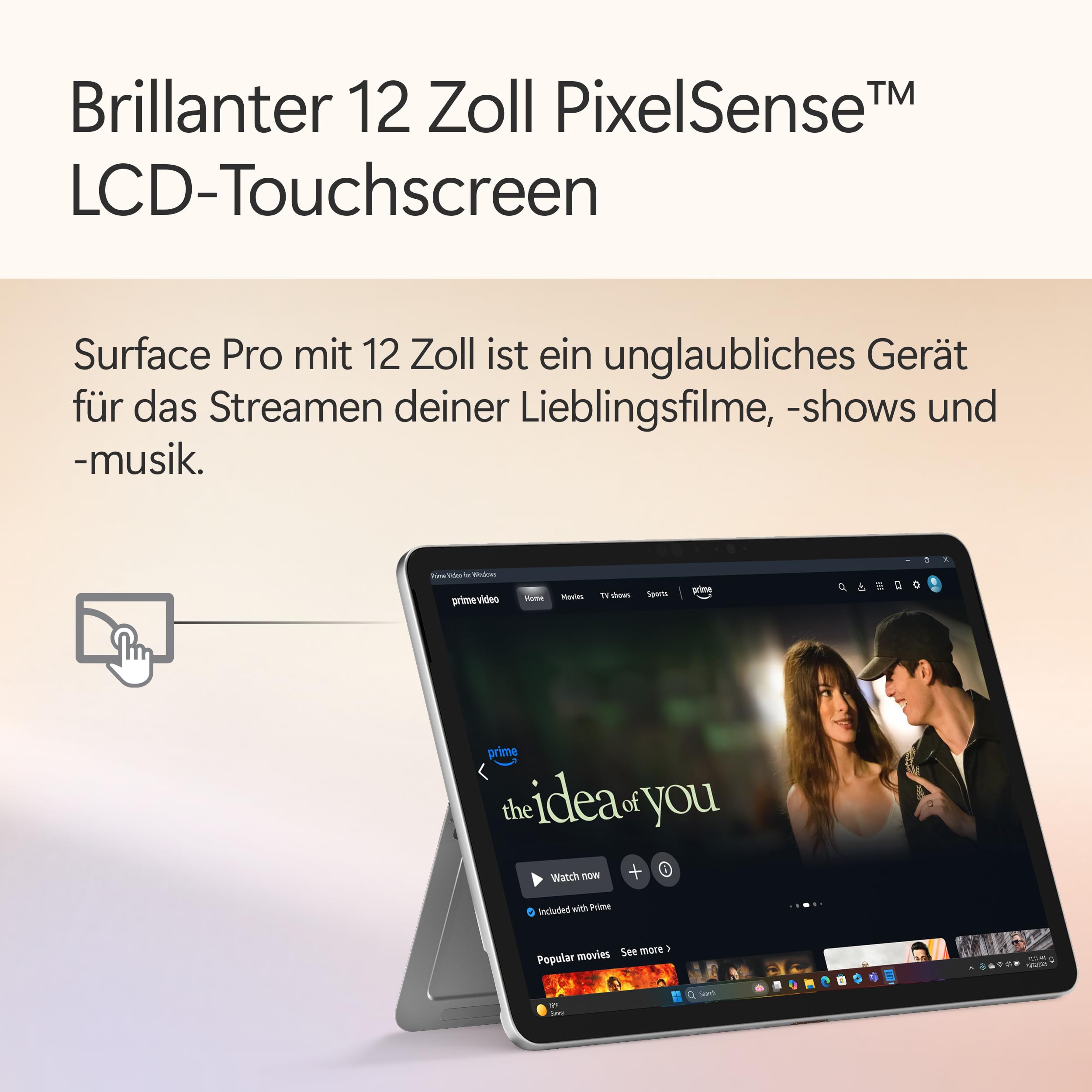 Microsoft Surface Pro | Copilot+ PC | 12” LCD Touchscreen | Snapdragon® X Plus | 16GB RAM | 256GB Speicher | Neuestes Modell | Platin