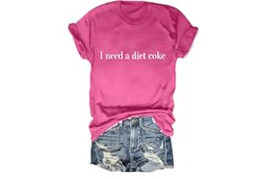 GAQEUWR Women Summer Tops, I Need A Diet Coke Shirt, Crew Neck Short Sleeve Blouse Funny Letter Print Shirts Tees