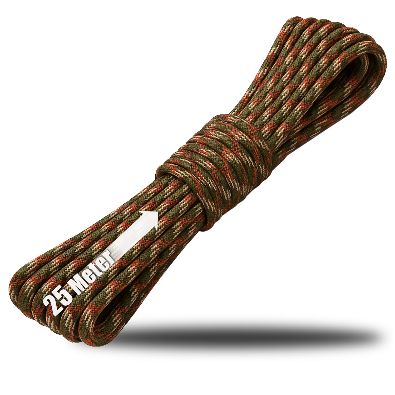 COM-FOUR® Paracord cord Ø 4 mm, 25 m - rope with 7 core strands for boats, camping, outdoor - nylon rope with 250 kg load capacity - tent rope, guy rope, all-purpose rope