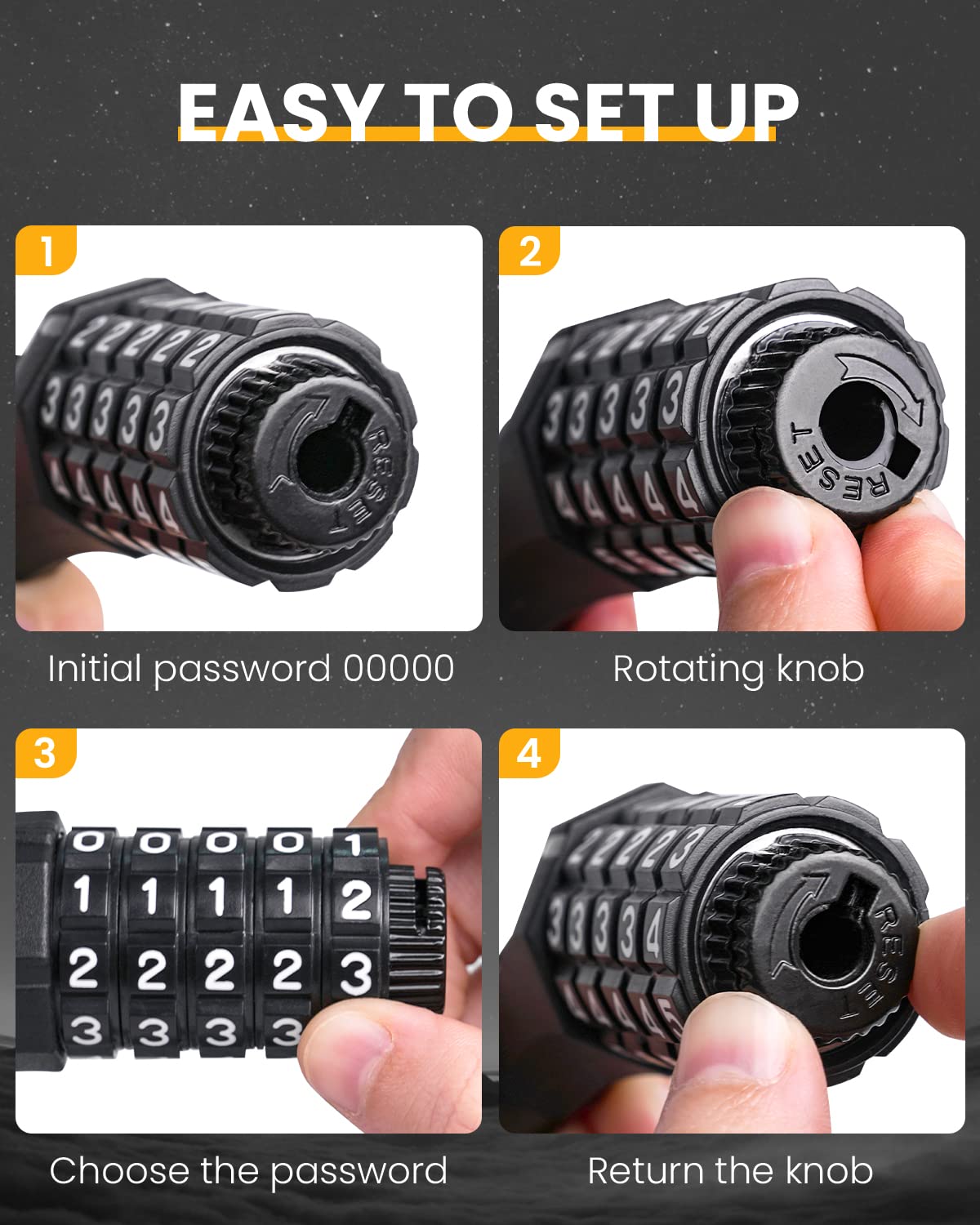 KEYSTP Bike Lock Cable with Combination,High Security 5-Digit Resettable Combination Bicycle Lock Anti-Theft, with Mounting Bracket for Bikes and Scooters
