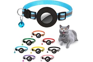 TILANMIY Airtag Cat Collar Breakaway, Reflective Collars with Apple Air Tag GPS Holder and Bell for Kittens and Puppies （Length：8.66” - 13.77”）