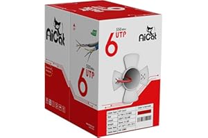AiCat Cat6 Ethernet Cable 500ft - 23 AWG, CMR, ETL, Insulated Solid Bare Copper Wire Cat 6 Cable with Noise Reducing Cross Se