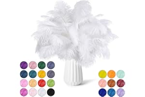 NEWONG 30pcs White Ostrich Feathers Natural Bulk 9-12inch(23-30cm) Vase Craft Wedding Home Party Centerpieces Christmas Day Decoration