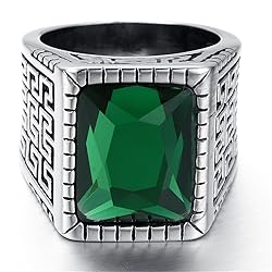 PAURO Men's Stainless Steel Vintage Pattern Square