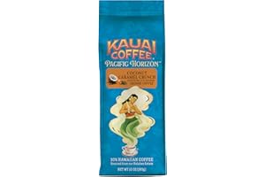 Kauai Coffee Ground Coffee – Smooth, Rich, Medium Roast – Nutty Caramel and Tropical Coconut – Arabica Coffee, 10% Hawaiian with No Bitterness – Coconut Caramel Crunch, 1 Pack of 10oz