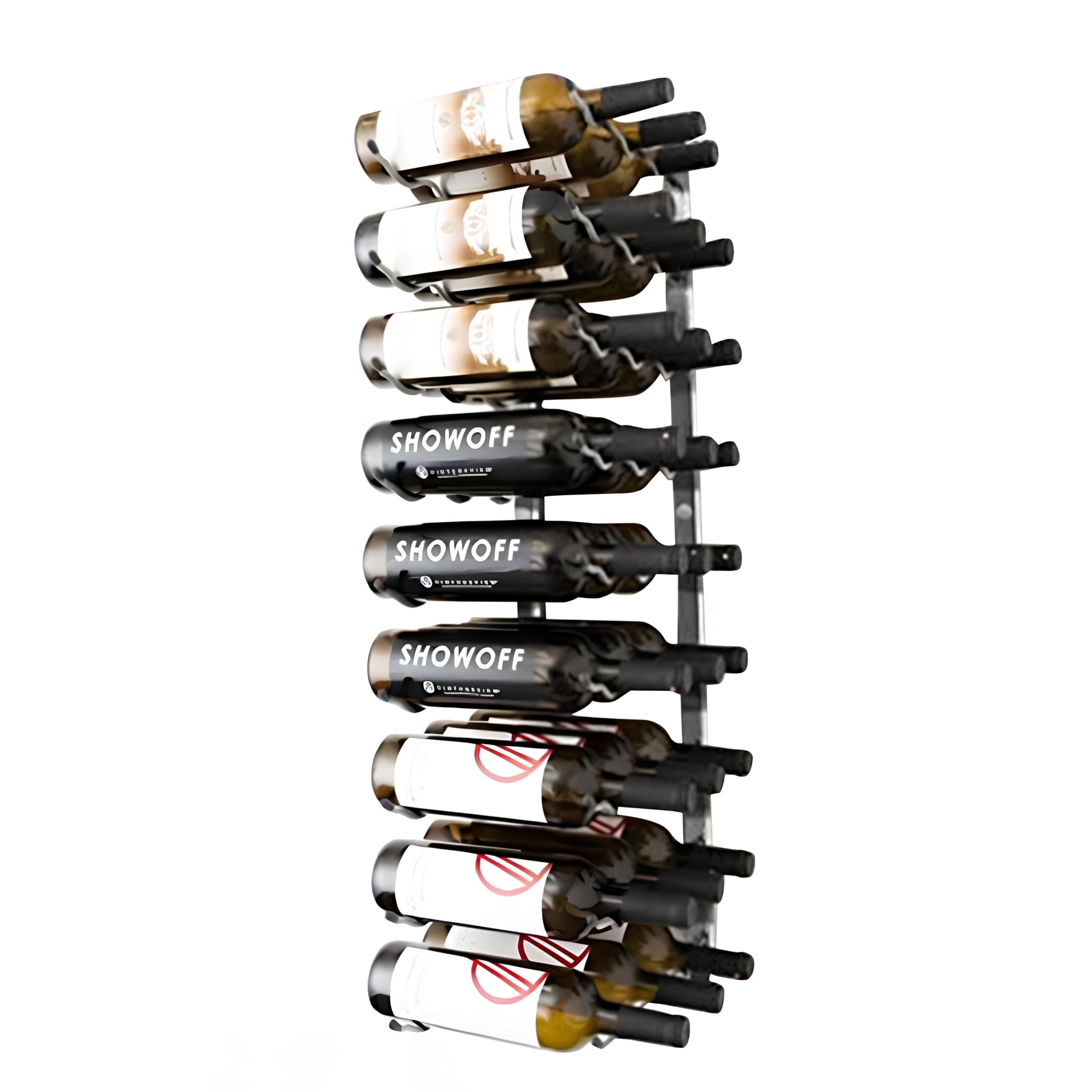 VintageView W Series Pro Wine Rack 3 - Metal Wall Mounted Wine Rack - Modern, Easy Access Wine Storage - Space Saving Wine Rack with 27 Bottle Storage Capacity - (Brush Nickel)