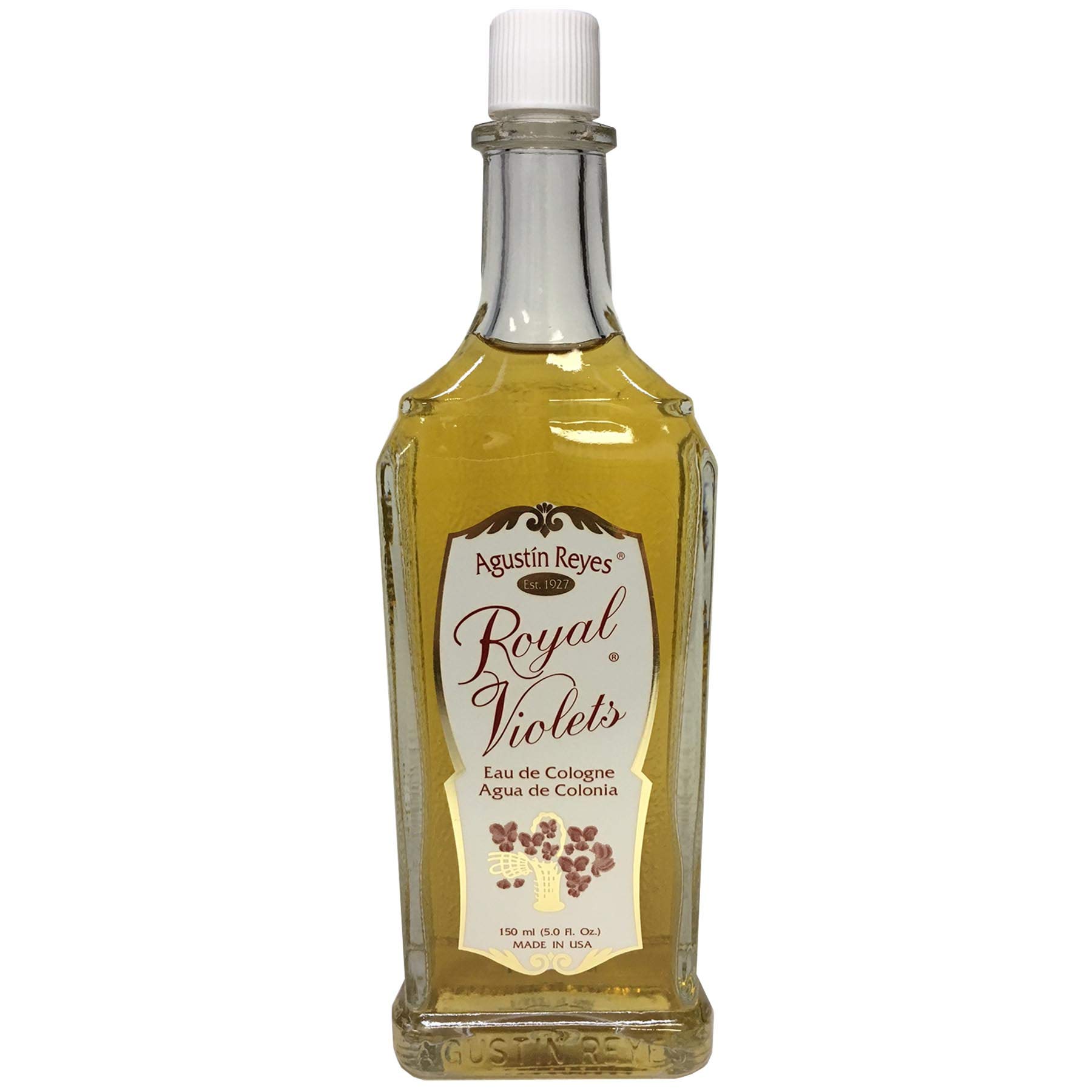 Agustin Reyes Royal Violets Eau de Cologne Gently and Refreshing for Baby Skin, Relaxing Aroma, 2-Pack of 5.0 FL Oz, 2 Glass Bottles