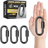 4Pcs 4.2” Quick Link Chain Connector, 2800lbs Capacity M12 Heavy Duty High Strength Giant Carabiners for Hammock, Swing, Camping, Fishing, Hiking