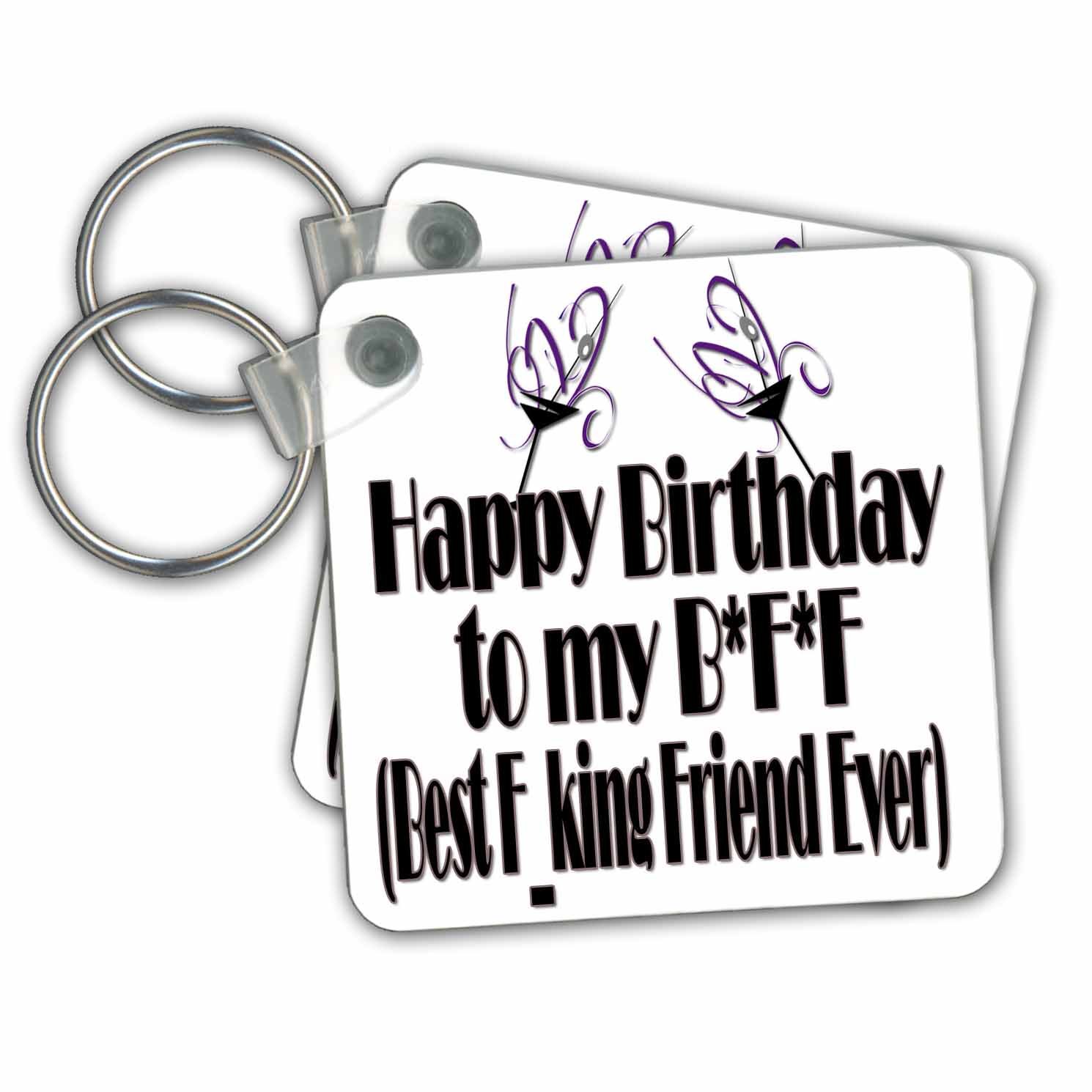 3dRose Happy Birthday to My BFF, Best Fucking Friend Ever Martini Keyring, 6 cm;, Varies