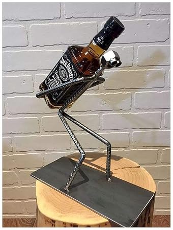 Erbanize Whiskey Bottle Holder, Beer & Wine Bottle Holder & Stand. Metal Art-Handcrafted. Vintage Retro Look Bar Accessories.