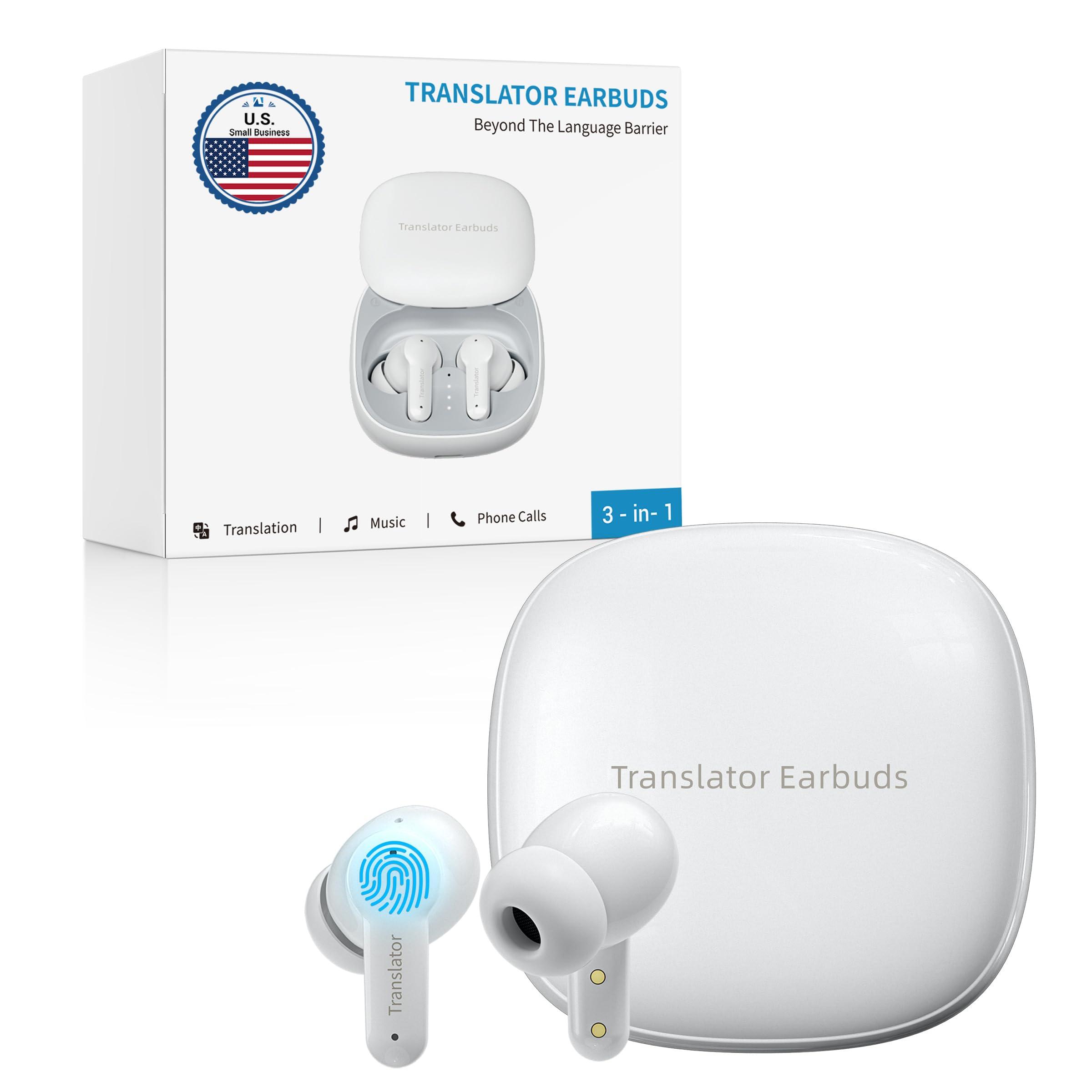 Photo 1 of ANFIER M3 AI Translation Earbuds Real Time, Language Translator Device in 144 Languages, 3-in-1 Offline Two-Way Audífonos Traductores, Live Translate Headphones, No Subscription Required (White)