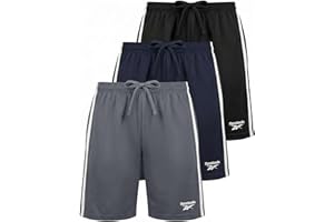 Reebok 3 Pack: Boys' Dry Fit Athletic Shorts w/Side Taping - Active Quick Dry Running Basketball Soccer Short for Kids Teens