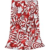 Christmas Swirl Candy Fleece Throw Blanket Red and White Sweet Xmas Soft Flannel Plush Lightweight Warm Cozy Blanket for Bed Couch Sofa Travel 50"X40"