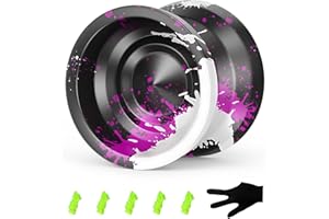 DIVMCEKNYY Yoyo Professional-Unresponsive Yoyo for Kids 8-12,Metal Yoyos for Adults,Tricks Yoyo with String and Glove - White and Purple