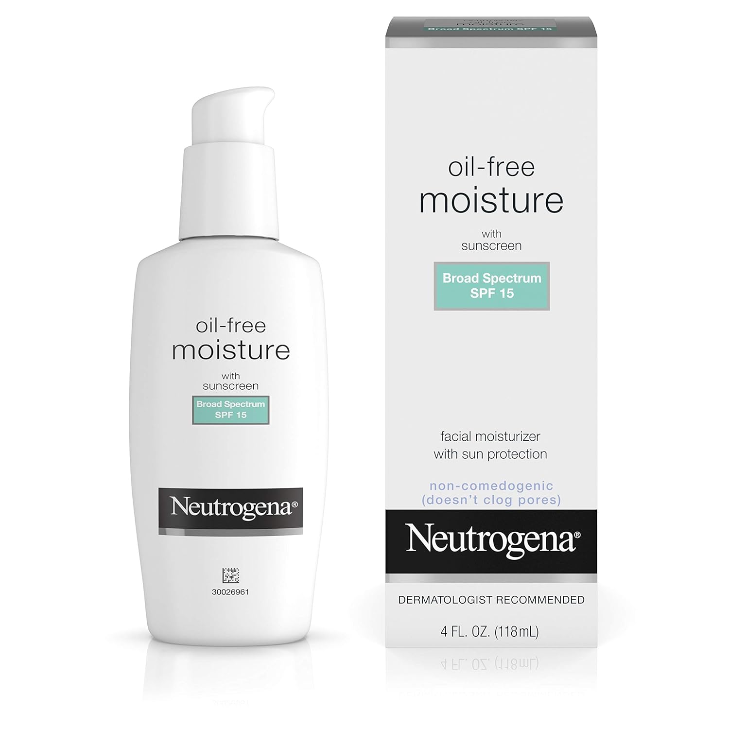 Neutrogena Oil-Free Daily Long Lasting Facial Moisturizer & Neck Cream with SPF 15 Sunscreen & Glycerin, Non-Greasy, Oil-Free & Non-Comedogenic Face Moisturizer, 4 fl. oz: Beauty