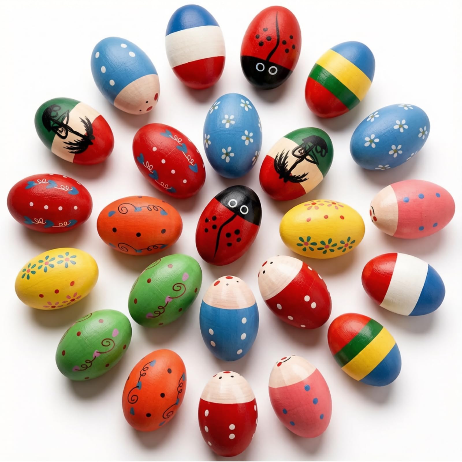 Peohud 24 Pack Wooden Egg Shakers for Kids, Maracas Percussion Musical Easter Eggs for Toddlers, Musical Instruments Toys for Toddler Baby Music Learning, Hand Shaker Percussion Musical Instrument