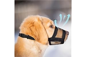 Evollax Dog Muzzle for Large Dogs - Air Mesh Muzzle for Large Sized Dog | Adjustable No Bark Dogs Muzzles for Scavenging Licking & Chewing | Prevent Biting | L 7.9'' - 9.4''