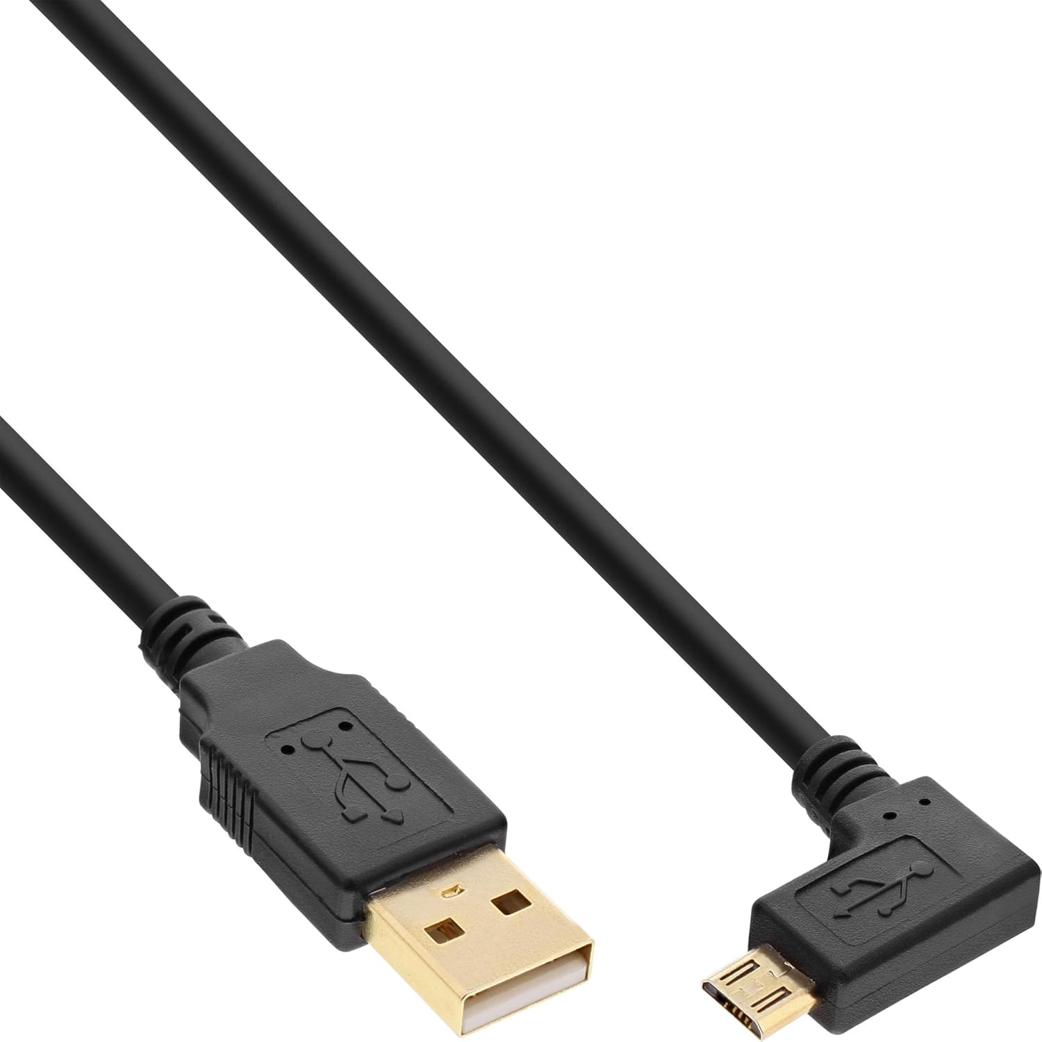 InLine 31705T Micro-USB 2.0 Cable, USB-A Male to Micro-B Male Angled Gold-Plated Contacts, 0.5 m, black