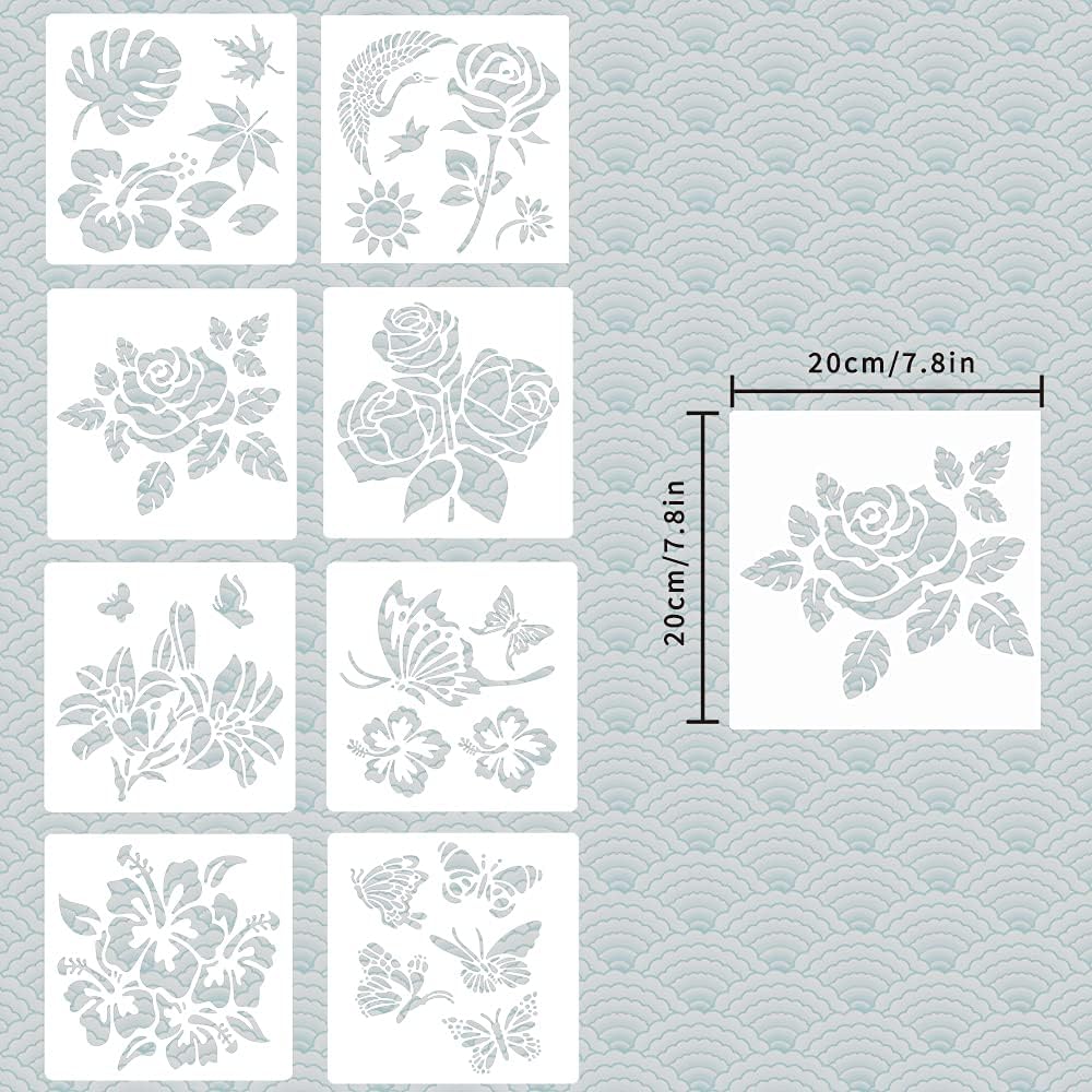 20 Pieces Flower Stencil Flower Drawing Stencils in Different Patterns DIY You are My Sunflower Theme hollowout Template Durable Artists' Drawing and Lettering Aids (7.87 x 7.87 Inch) : Kitchen & Dining