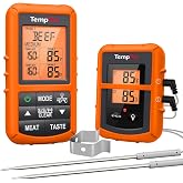 TempPro TempSync 500FT Wireless Meat Thermometer for Grilling and Smoking | RF Technology, 2 Probes, Alarms, Large Backlit LCD Display, Smoker BBQ Kitchen Food Thermometer for Meat Turkey Cooking Gift
