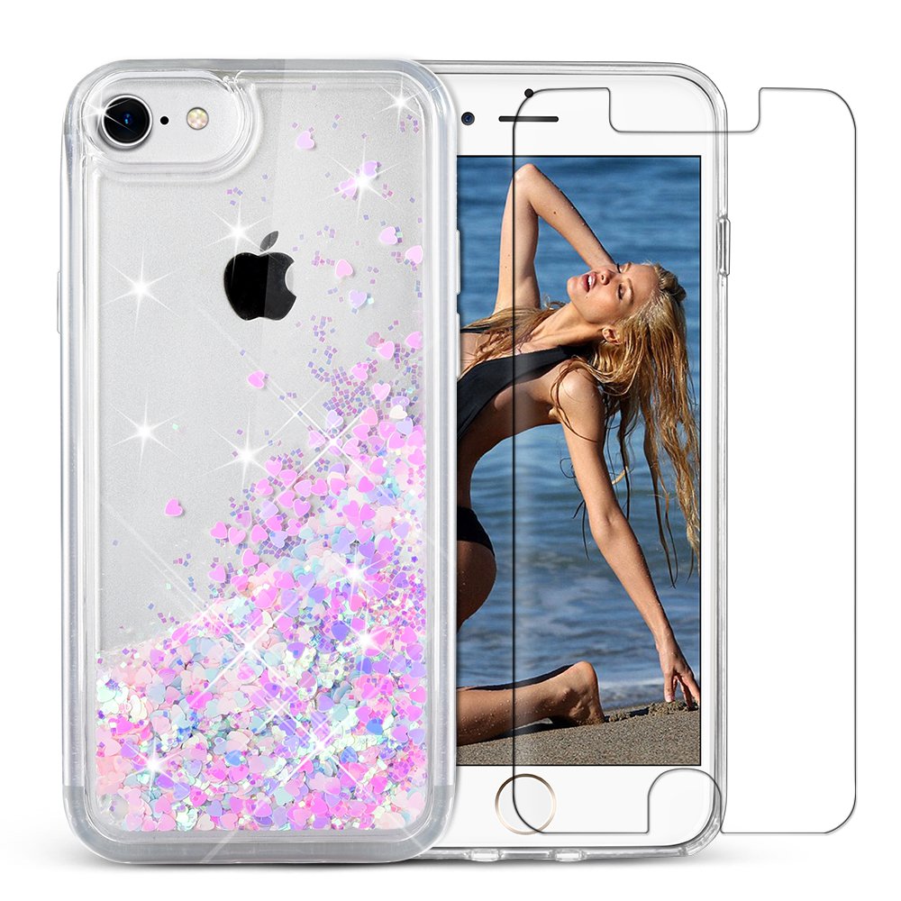 iPhone 7 Case, iPhone 7 Liquid Case, VEGO Glitter Sparkle Bling Flowing Floating Case Cover Fashion Creative Design for Girls for iPhone 7 4.7 inch (BluePink)