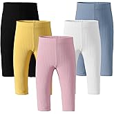 Dalukit Newborn Toddler Baby Girl Pants Leggings Ribbed Straight Flare Infant Girl Pants Leggings Bell Bottoms 5 Packs