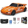 YUAN PLAN 1/24 4WD RC Drift Car, 2.4GHz Kids Remote Control Car with LED Light, High Speed Drift RC Car with Two Rechargeable Batteries and Drift Tires, Adult RC Cars, Orange