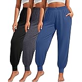 Sweetyweee 3 Pack Women Plus Size Yoga Joggers Lounge Sweatpants Lightweight Casual Jogger Running Workout Pant with Pockets
