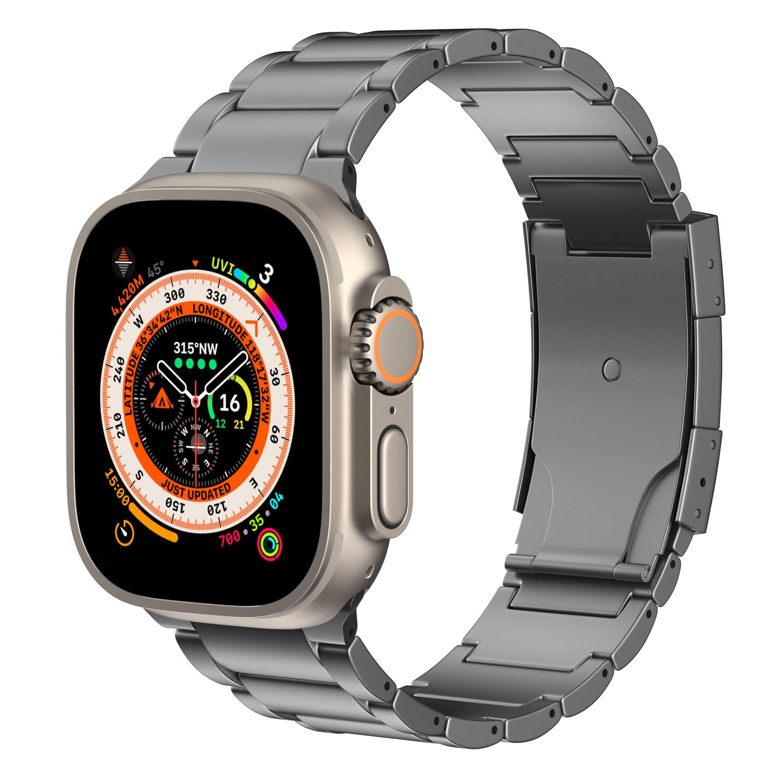 MoKo Upgraded Titanium Watch Band, Compatible with Apple Watch Ultra 3/ Ultra 49mm, Replacement Strap for iWatch 46mm/45mm/44mm/42mm, Metal Band for Series 11/10/9/8/7/6/5/4/3/2/1/SE3/SE2/SE, Gray