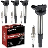 KacuYelin UF596 Ignition Coil Pack &amp; Iridium Spark Plugs Compatible with Toyota Corolla Matrix Prius Prius Plug-In Prius V Lexus CT200h Scion xD 1.8L L4 2008-2015 UF596 Coil Pack Sets of 4