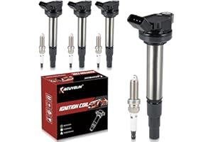 KacuYelin UF596 Ignition Coil Pack & Iridium Spark Plugs Compatible with Toyota Corolla Matrix Prius Prius Plug-In Prius V Lexus CT200h Scion xD 1.8L L4 2008-2015 UF596 Coil Pack Sets of 4