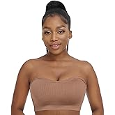 Zimcti Strapless Bras for Women Comfortable Non-Slip Silicone Bandeau Bra Seamless Tube to Bralette