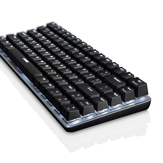 title=QISAN- Tastiera nera con Interruttore e Retroilluminazione- 82 Tasti Design-Blu