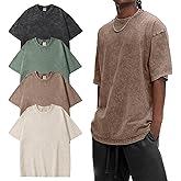 Eiscntd Men's Oversized T-Shirts Heavyweight Cotton Vintage Washed Loose Fit Unisex Baggy Tee Shirts