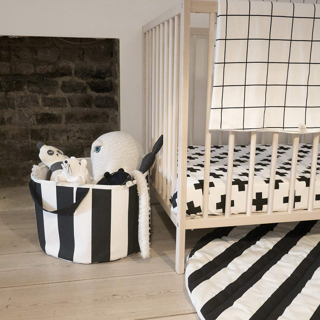 WILDFIRE Shallow Storage Bag in Stripe Black Handles