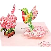 Pop Up Birthday Cards Hummingbird Orchid Flower, 3D Mother's day Card for Women, Mom, Wife, Daughter, Her, Sister, Girlfriend, Grandma, Ideal Gift for Valentines , Thank You, Anniversary, Get Wel