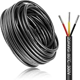 LightingWill 10m 3 Core 20 AWG Wire 0.5mm² 5V-300V Tinned Copper Flexible Cable