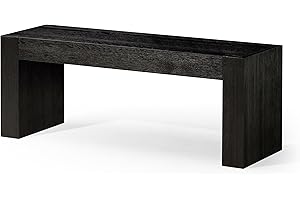 Maven Lane Zeno Contemporary Wooden Backless Bench Seating for Modern Dining, Kitchen Table, Entryway, Foyer, or Lobby in Weathered Black Finish