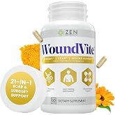 Zen Nutrients WoundVite Pre &amp; Post Surgery Support, Scar &amp; Wound Care, Scar Treatment, Plastic &amp; General Surgery, Heal Faster &amp; Aids in Recovery Time w/Bromelain, Turmeric &amp; Arnica - 60 Vegan Caps