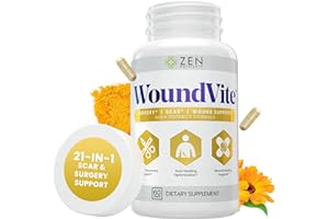 Zen Nutrients WoundVite Pre & Post Surgery Support, Scar & Wound Care, Scar Treatment, Plastic & General Surgery, Heal Faster & Aids in Recovery Time w/Bromelain, Turmeric & Arnica - 60 Vegan Caps