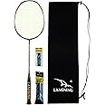 LANGNING Lightweight Badminton Racket Set 60g, Upgrade 10U 26lbs Tension Full Carbon Fiber Black Badminton Racquet (Air10U Plus)