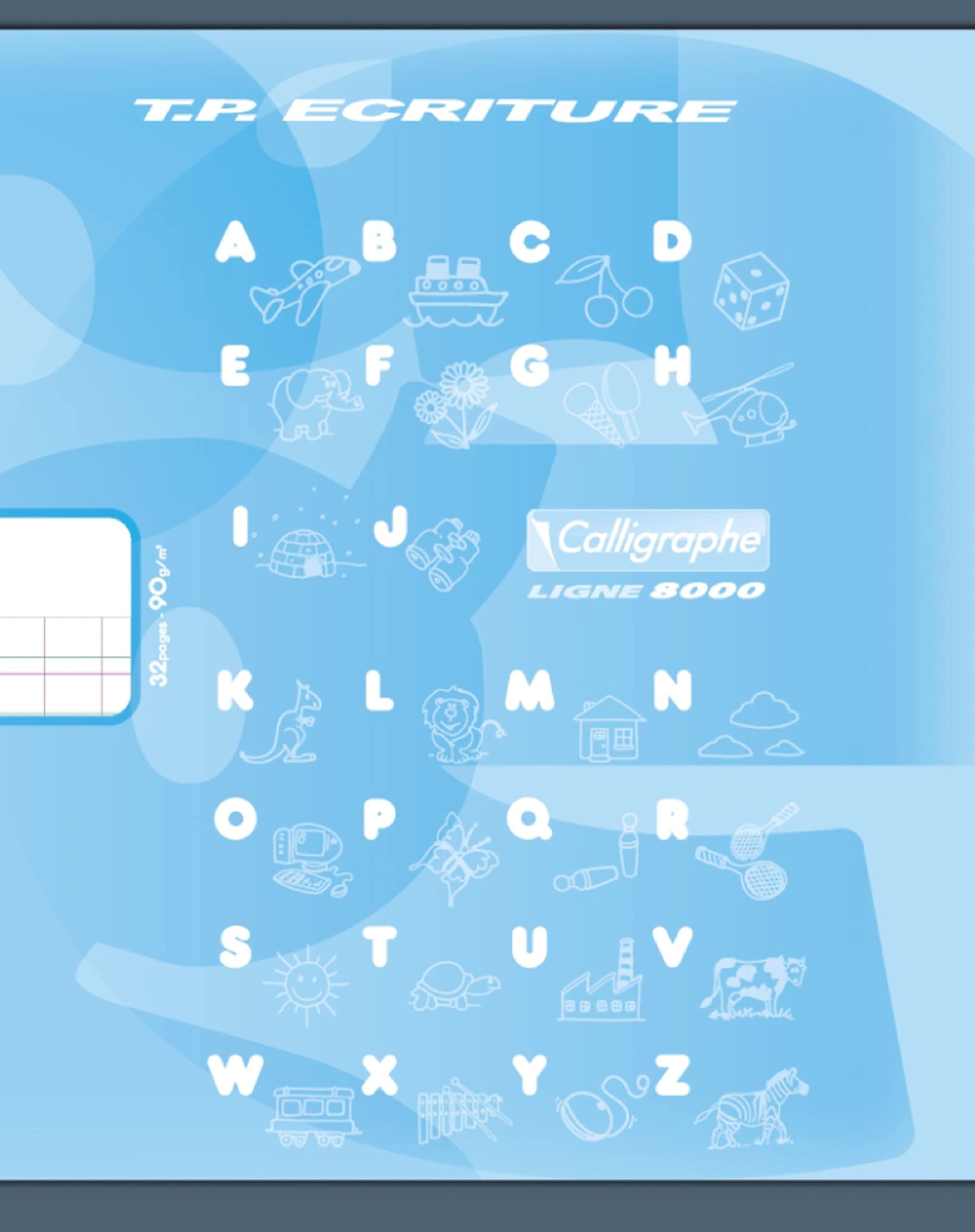 Calligraphe 108501C A Set of 20 Blue Exercise Books (a Clairefontaine Brand) - 17x22cm - 32 Pages Double Line 3mm Vertical Spacing and Plain White - 90g - Card Cover