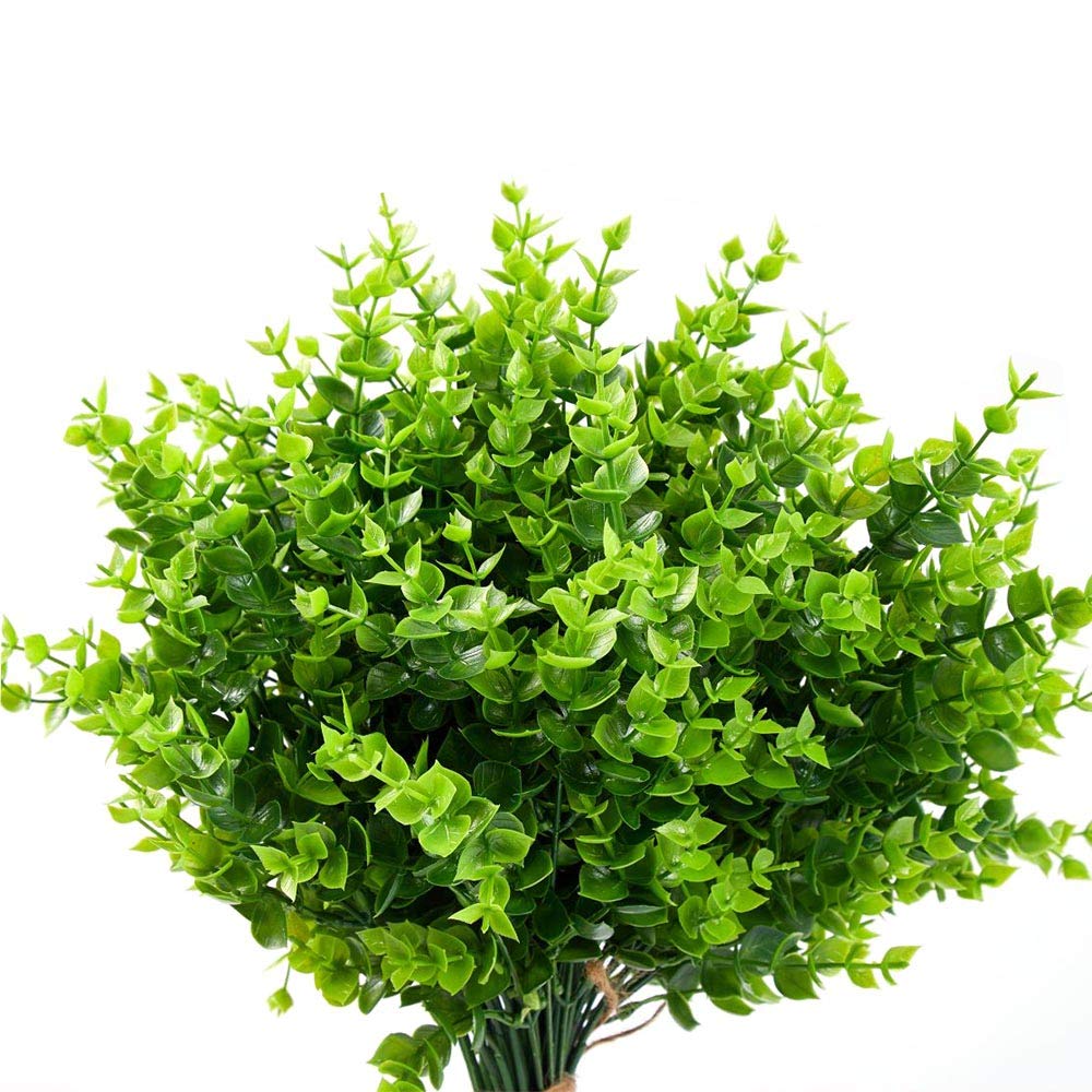 Bodosac 12 pcs Artificial Flowers UV Resistant for Outside Fake Plants Outdoor Bridal Party Wedding Bouquet for Greenery Shrubs Plants Home Garden (Green)