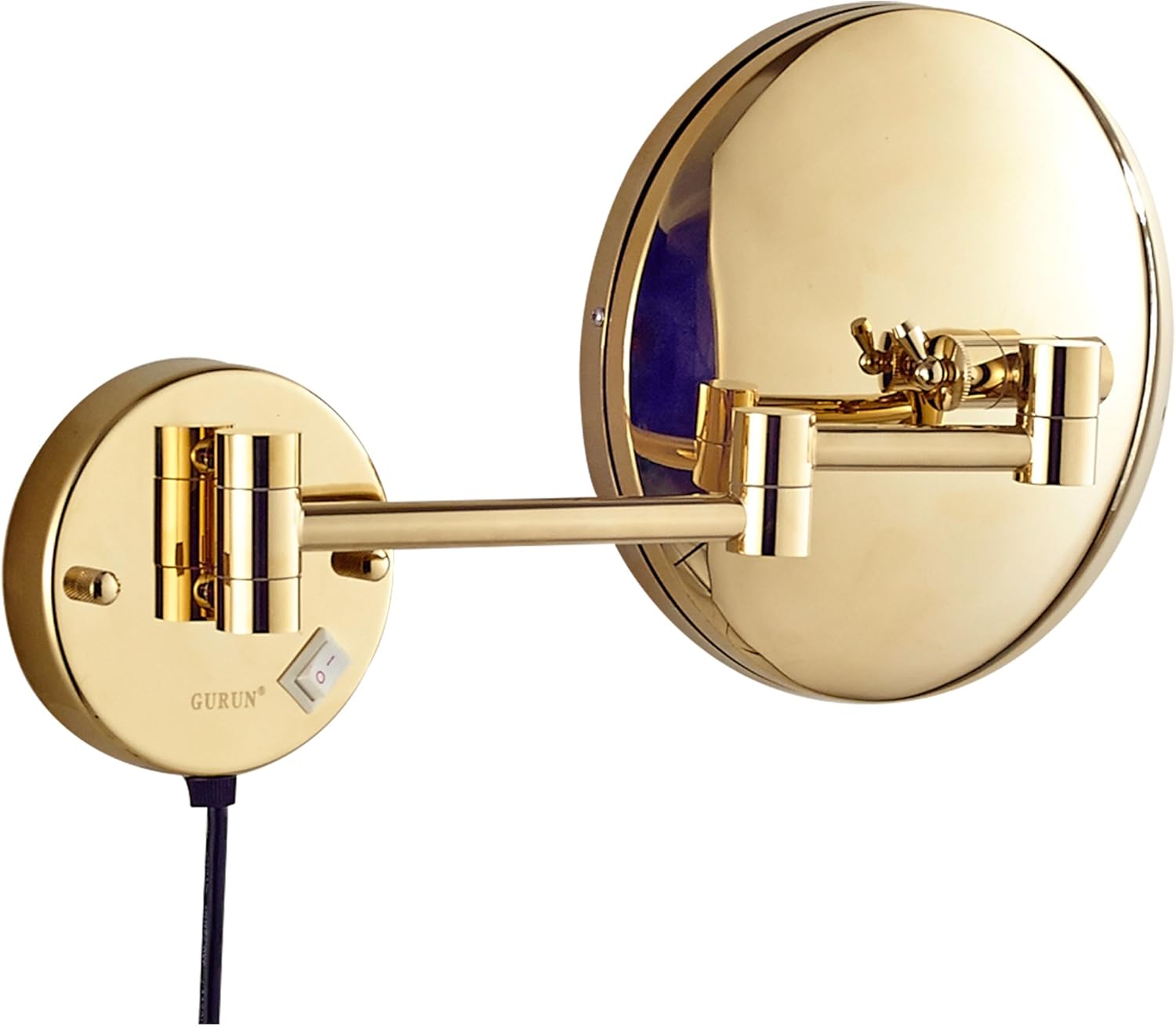 GURUN LED Lighted Wall Mount Makeup Mirror With 10x Magnification 8 5 Inch Gold Finish With Plug