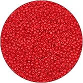 MIKIMIQI 2200pcs Glass Seed Beads Bulk, 4mm 6/0 Pony Beads Bulk for Jewelry Making Mini Spacer Beads Loose Beads Craft Small Glass Seed Beads for DIY Bracelet Wrist (Red)