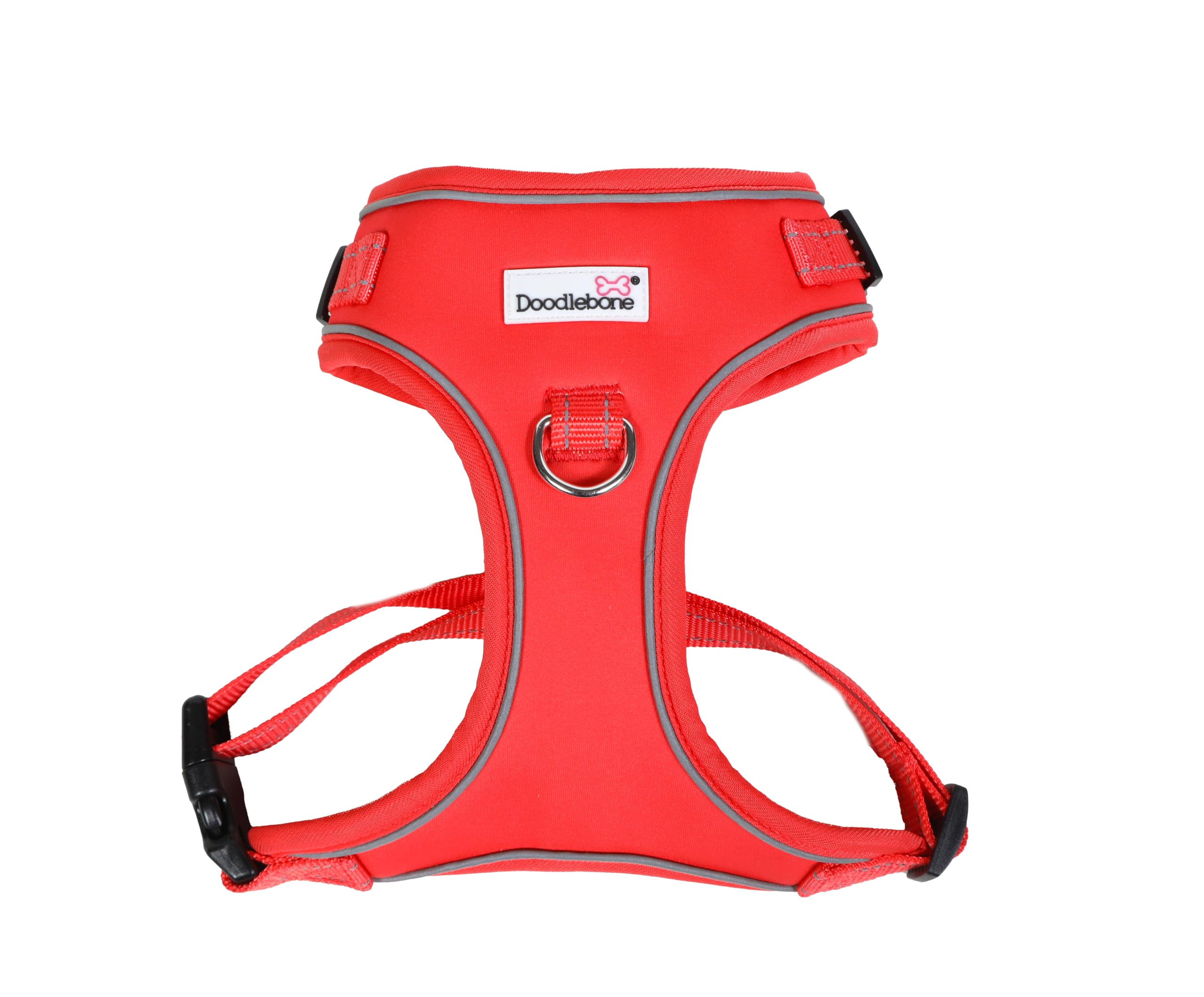 Doodlebone - Adjustable Airmesh Harness - Over Head Dog Harness with Adjustable Neck and Chest, Dual D Rings, Breathable Mesh and Reflective Trim for Everyday Walkies - Size 2-3 - Coral