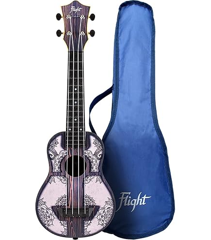 Ukelele Soprano De Viaje Flight Music TUS35 - Cuerpo De Plástico ABS Y Tapa De Madera, Color Rojo
