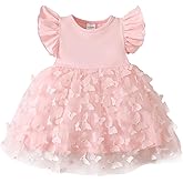 TENTIDE Baby Girl Butterfly Dress Tutu Ruffle Sleeveless Dresses Photograph Party Outfits Birthday Gift